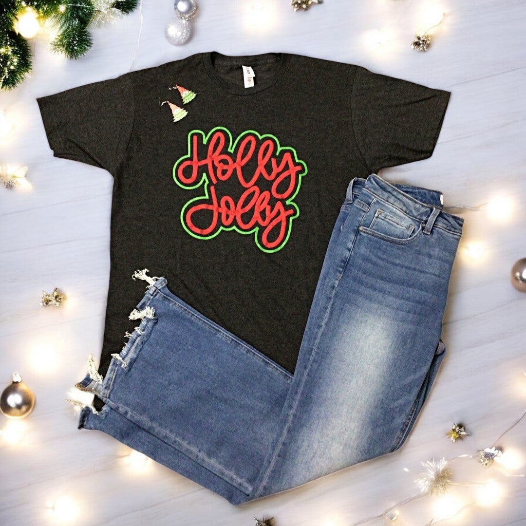 Sparkle In Your Holly Jolly Tee (Medium -4X)