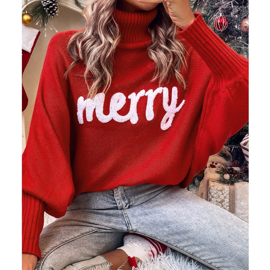 Merry, Merry, Merry,  Long Sleeve Turtleneck Sweater