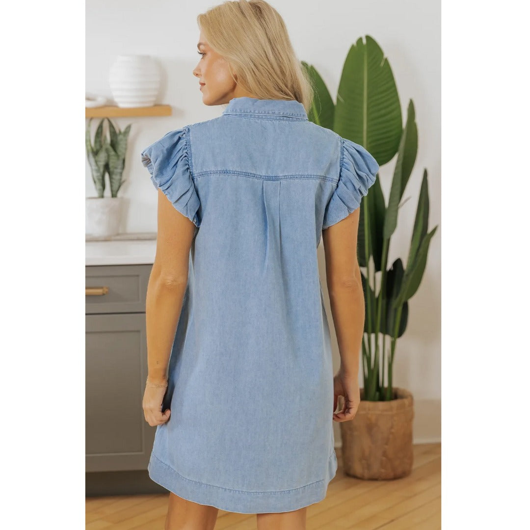 Take Your Chance, Short Sleeve Denim Dress