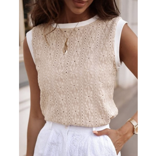 Daily Reminder, Sleeveless Floral Embossed Top