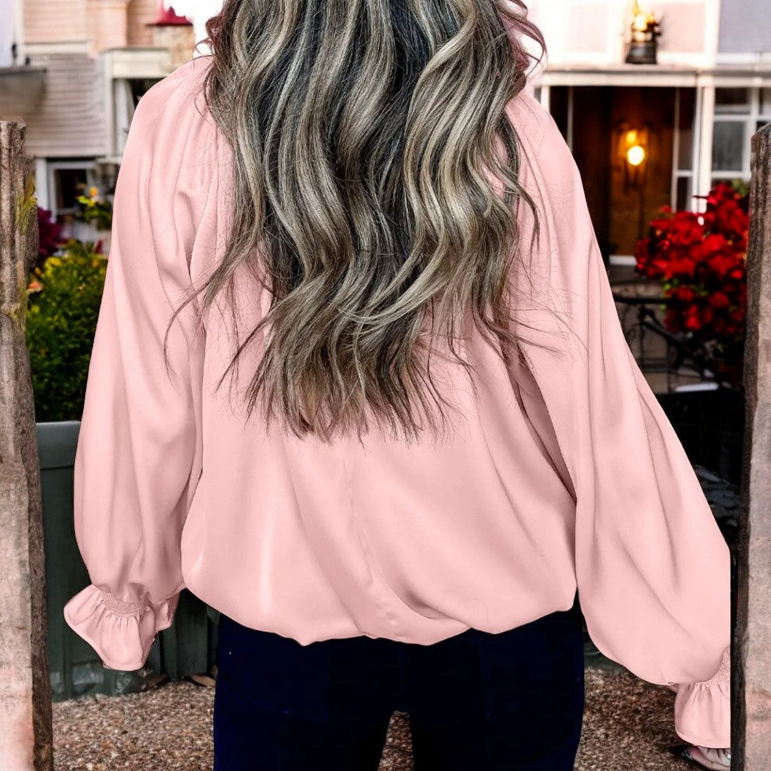 Stay On Schedule, Long Bubble Sleeve Blouse