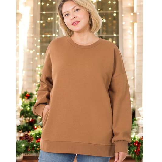 Not A Care In The World, Plus Size Sweatshirt with Pockets