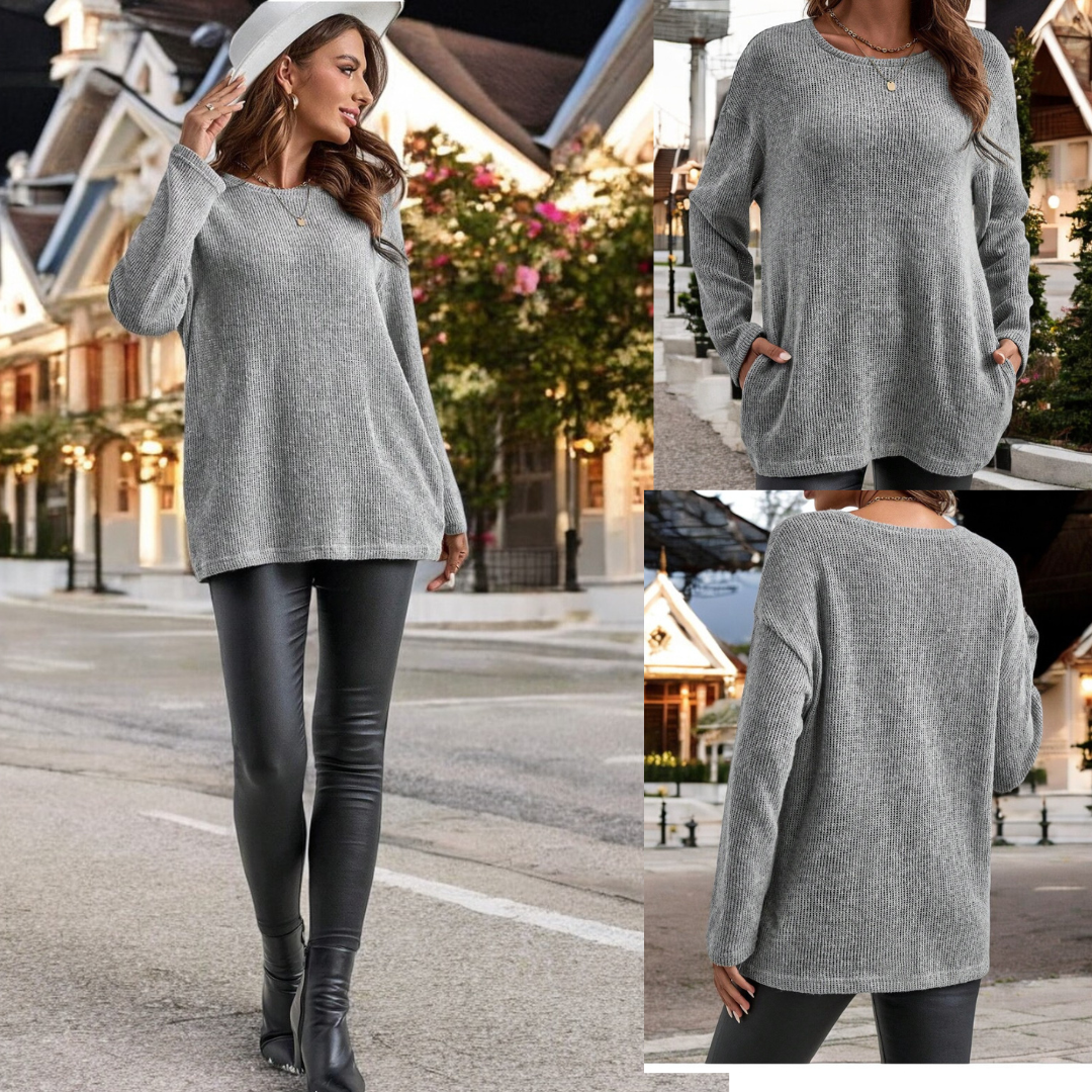 Just In Case, Long Sleeve Sweater Tunic with Pockets