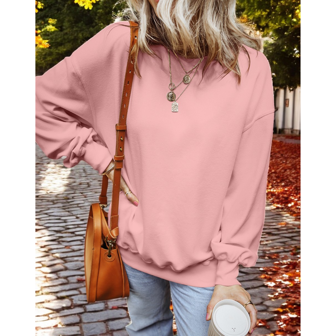 Ready, Set, Go!!!  Long Sleeve Oversize Ribbed Sweatshirt