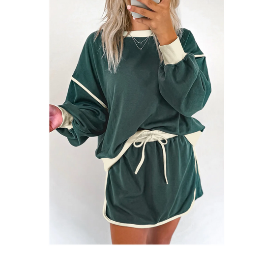 No More Stressing, Long Sleeve Skort Set