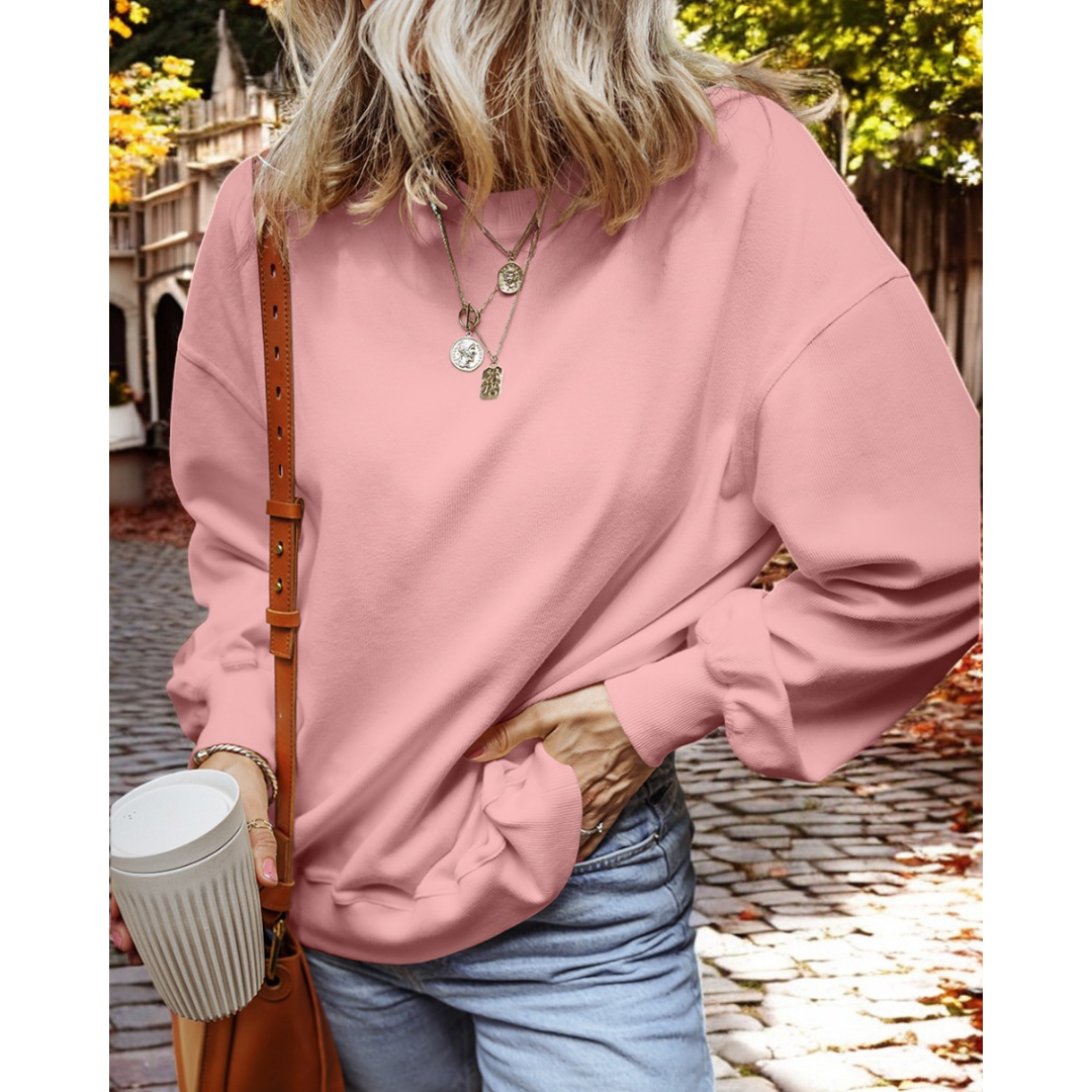 Ready, Set, Go!!!  Long Sleeve Oversize Ribbed Sweatshirt