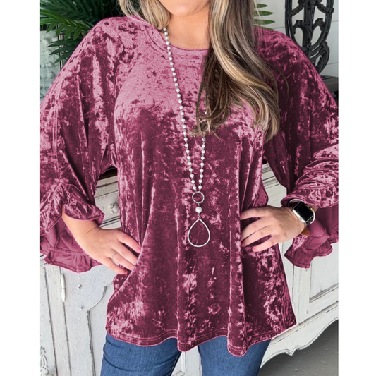 Got It All, Long Sleeve Velvet Top