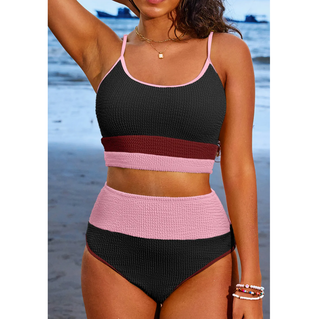 On The Other Hand, High Waist Colorblock Bikini Set