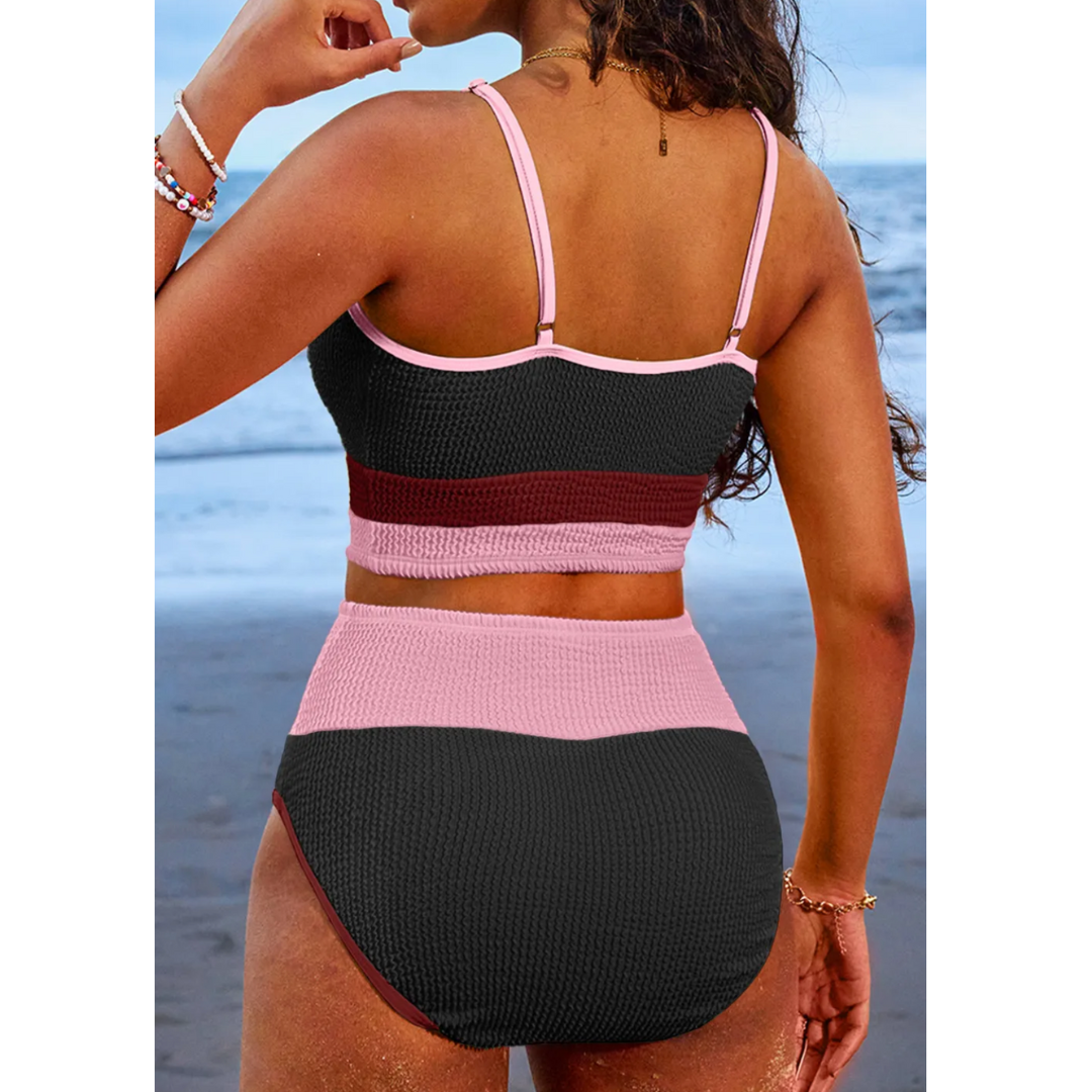 On The Other Hand, High Waist Colorblock Bikini Set