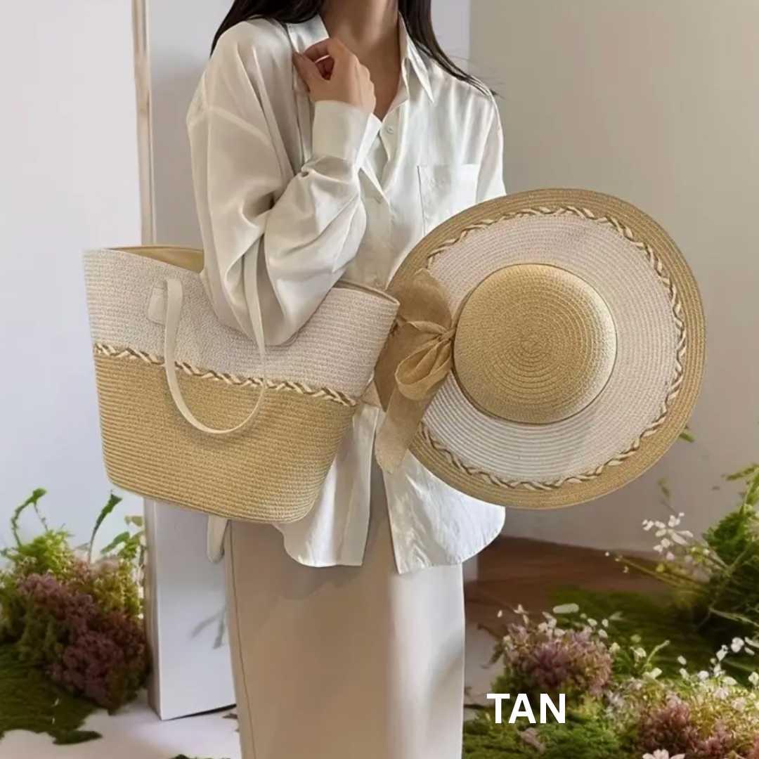 Spring Into Action, Straw Hat and Tote Bundle