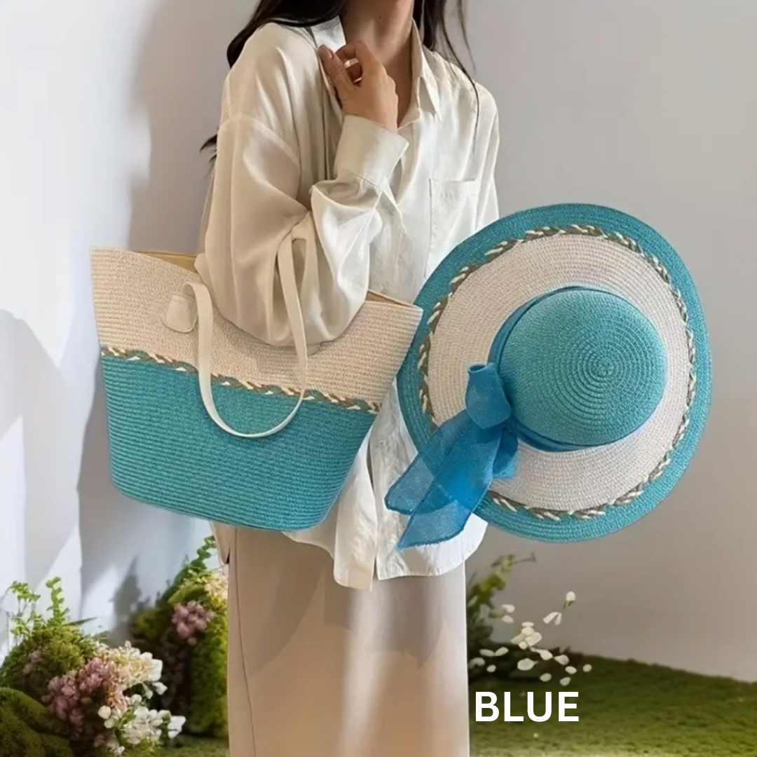Spring Into Action, Straw Hat and Tote Bundle