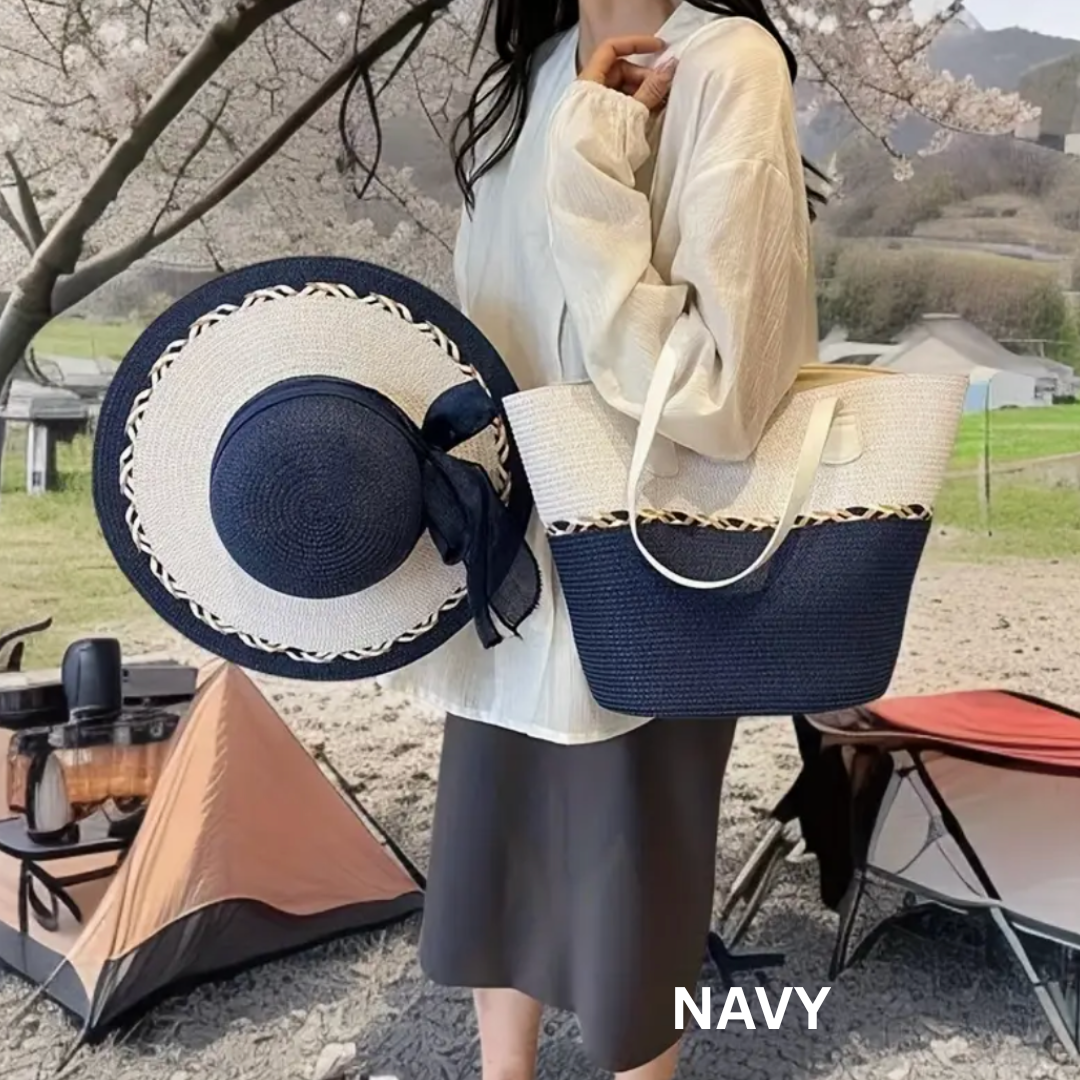 Spring Into Action, Straw Hat and Tote Bundle