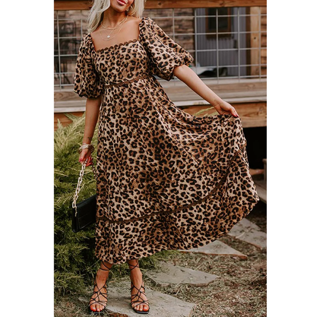 Stand Out, Leopard Maxi Dress (Perfect for shorter girls)