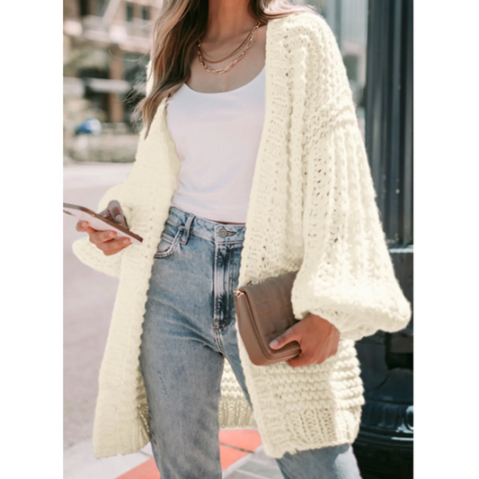 Cozy on the Corner, Chunky Knit Open Front Cardigan