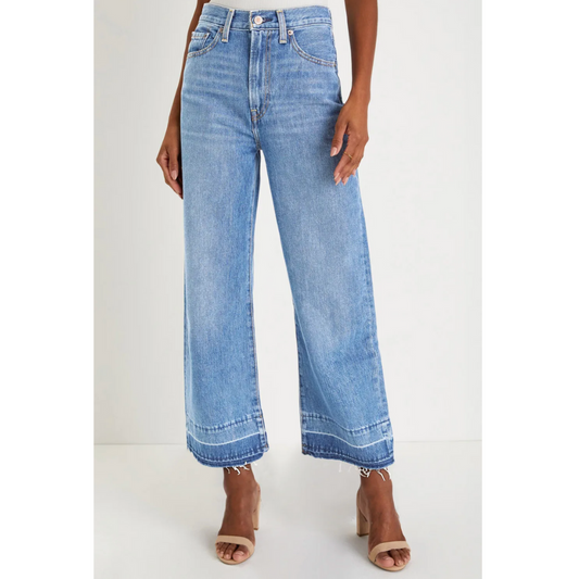 Twice As Cool, Raw Hem Wide Leg Jeans
