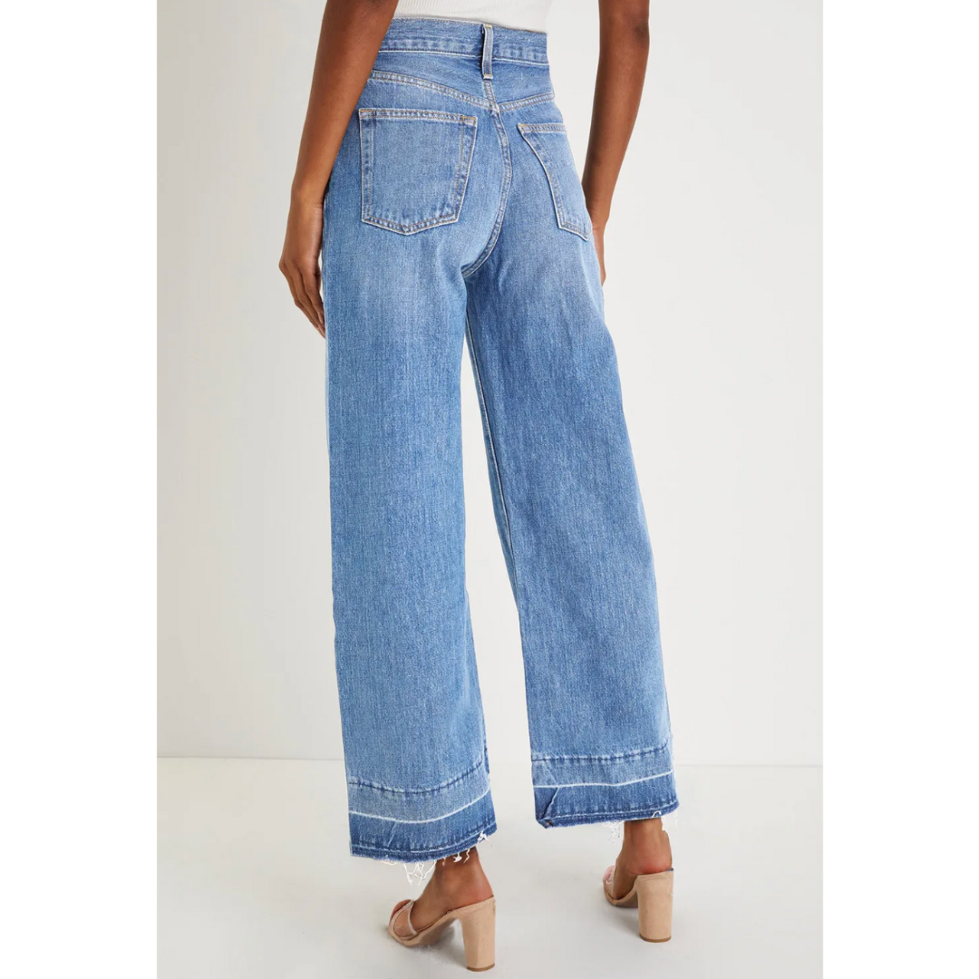 Twice As Cool, Raw Hem Wide Leg Jeans