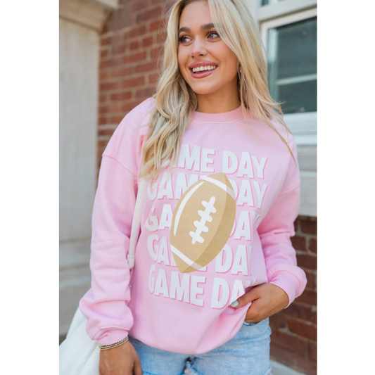 Touchdown in Style, Pink Game Day Sweatshirt