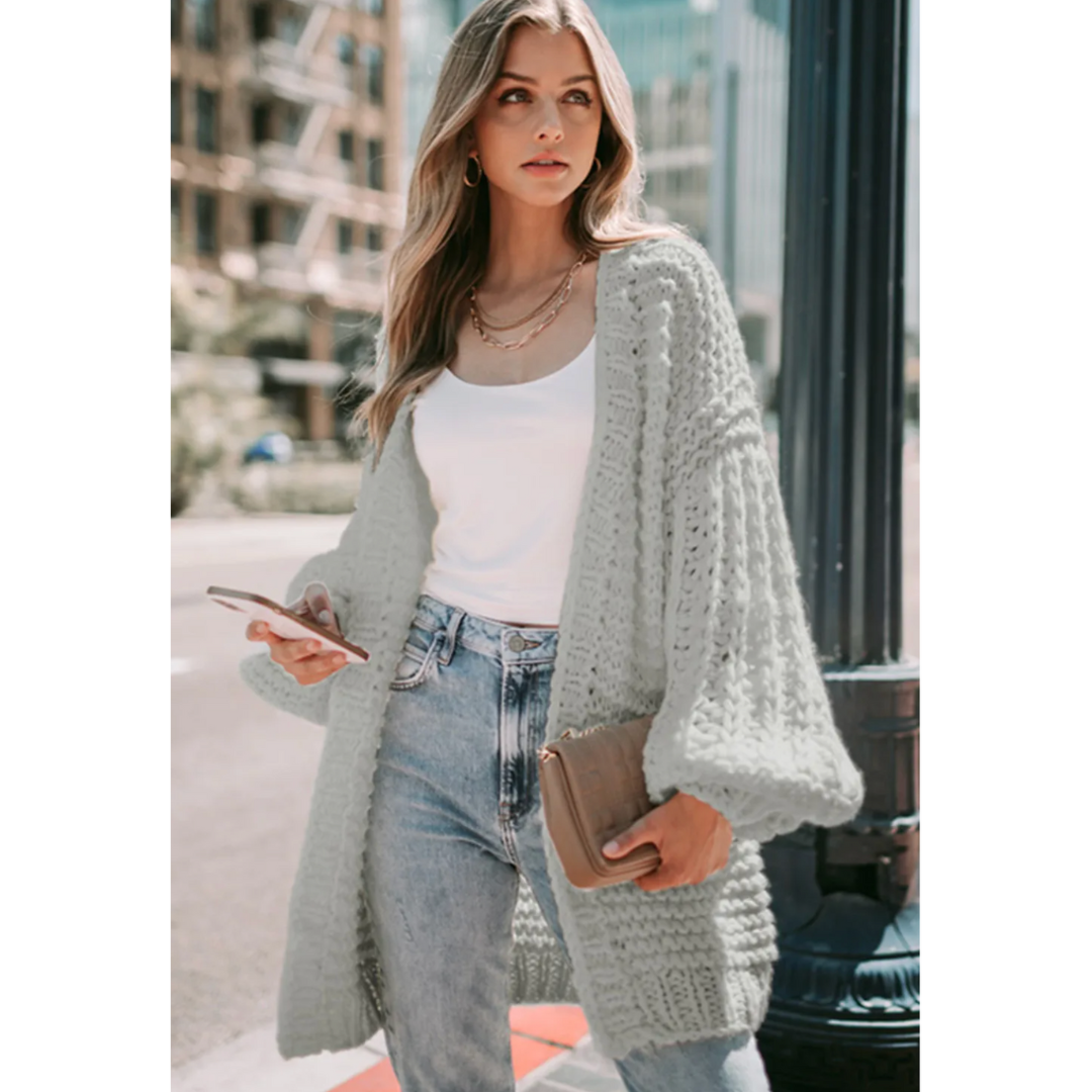 Cozy on the Corner, Chunky Knit Open Front Cardigan