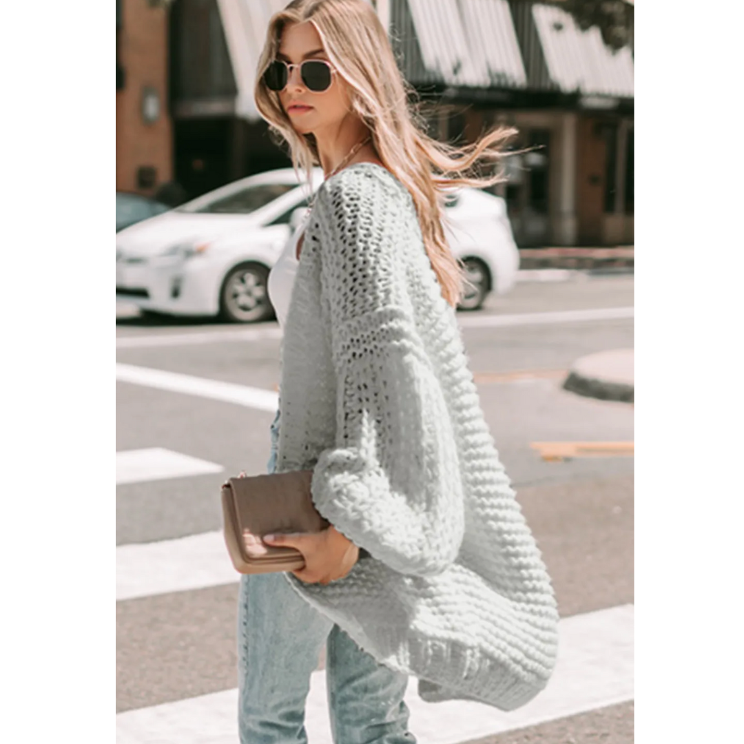 Cozy on the Corner, Chunky Knit Open Front Cardigan