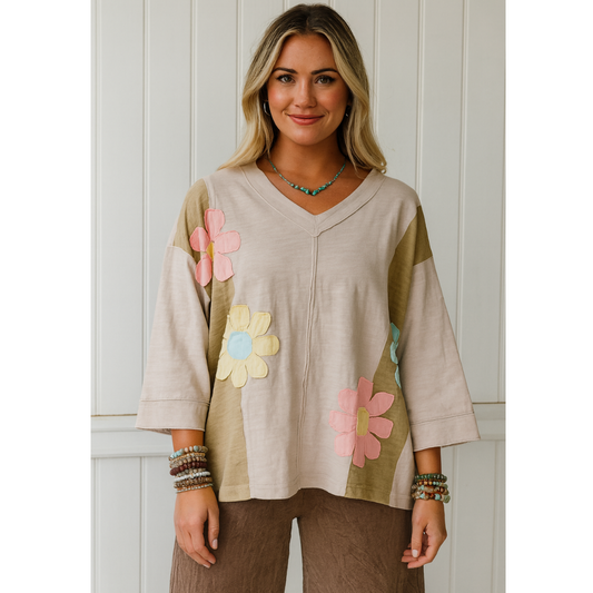 Beauty In The Details,  Floral Patched Tee