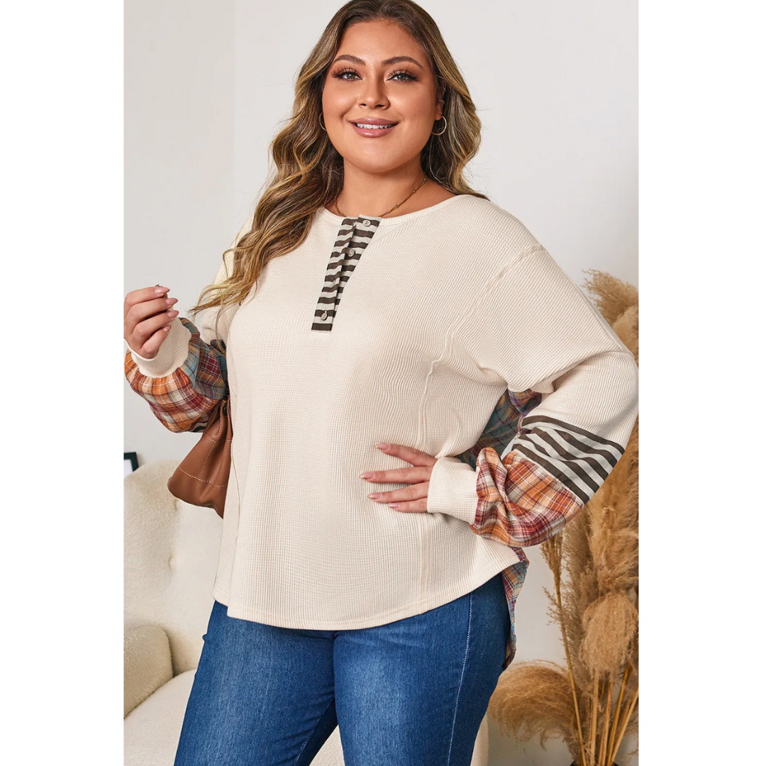 Patch Me If You Can, Curvy Waffle & Plaid Henley