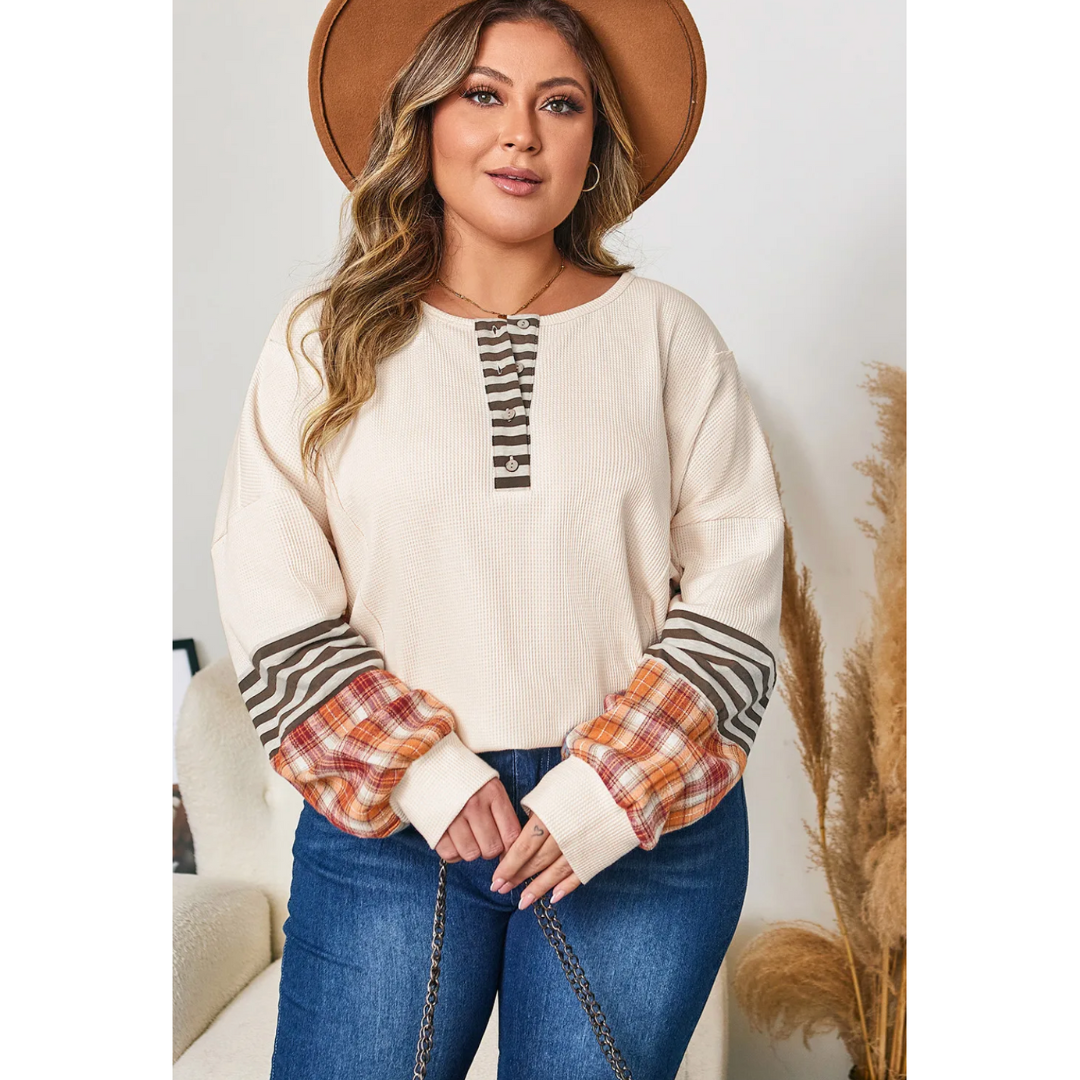 Patch Me If You Can, Curvy Waffle & Plaid Henley