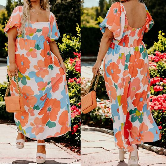 Who's The Attention Grabber, Floral Maxi Dress (1X-3X)