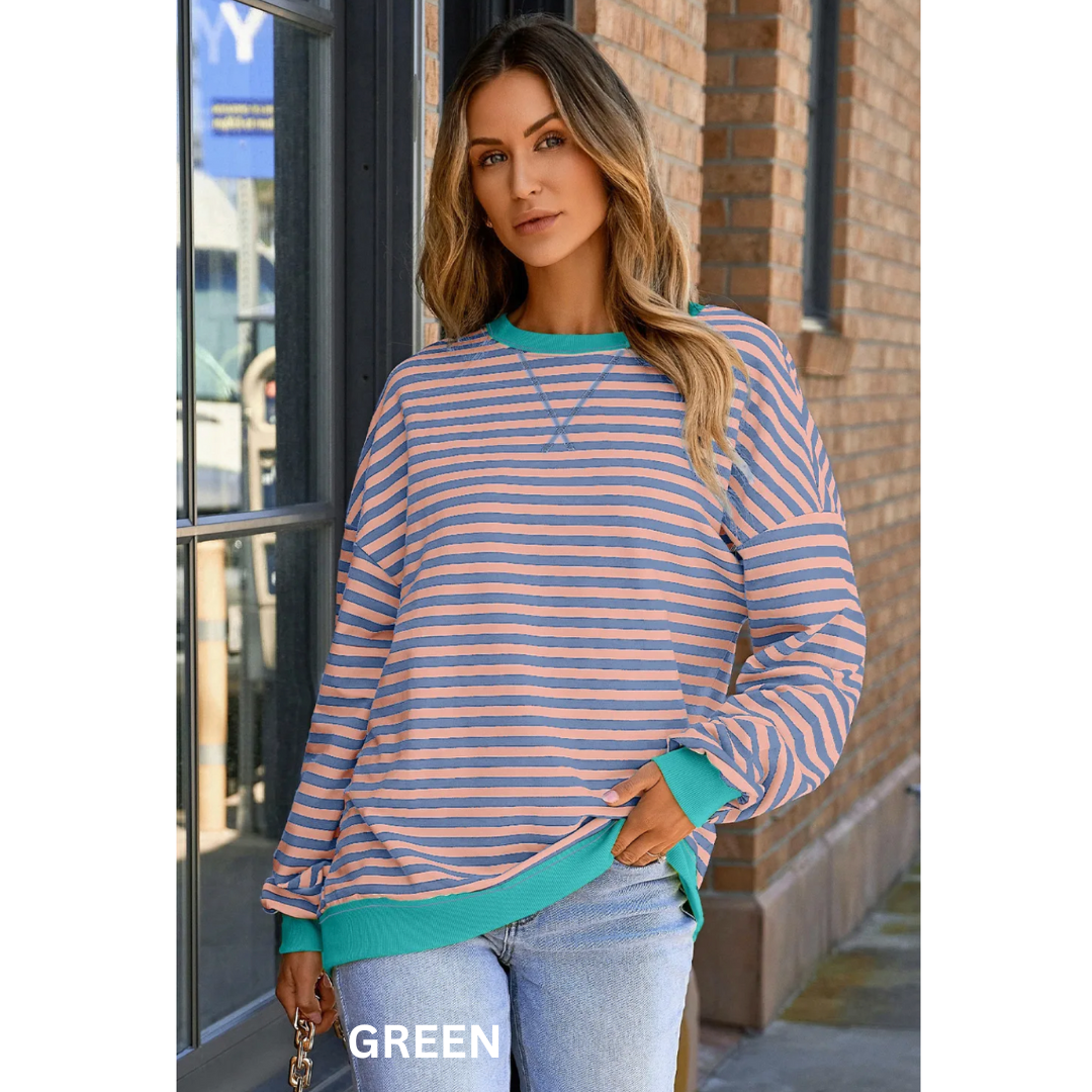 Take Your Turn, Long Sleeve Stripe Tunic Top