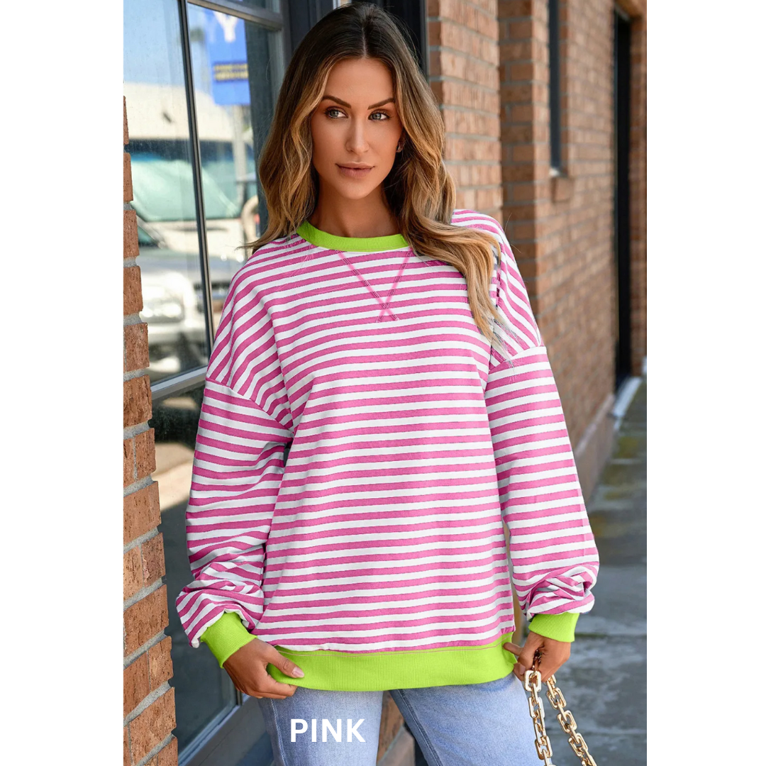 Take Your Turn, Long Sleeve Stripe Tunic Top