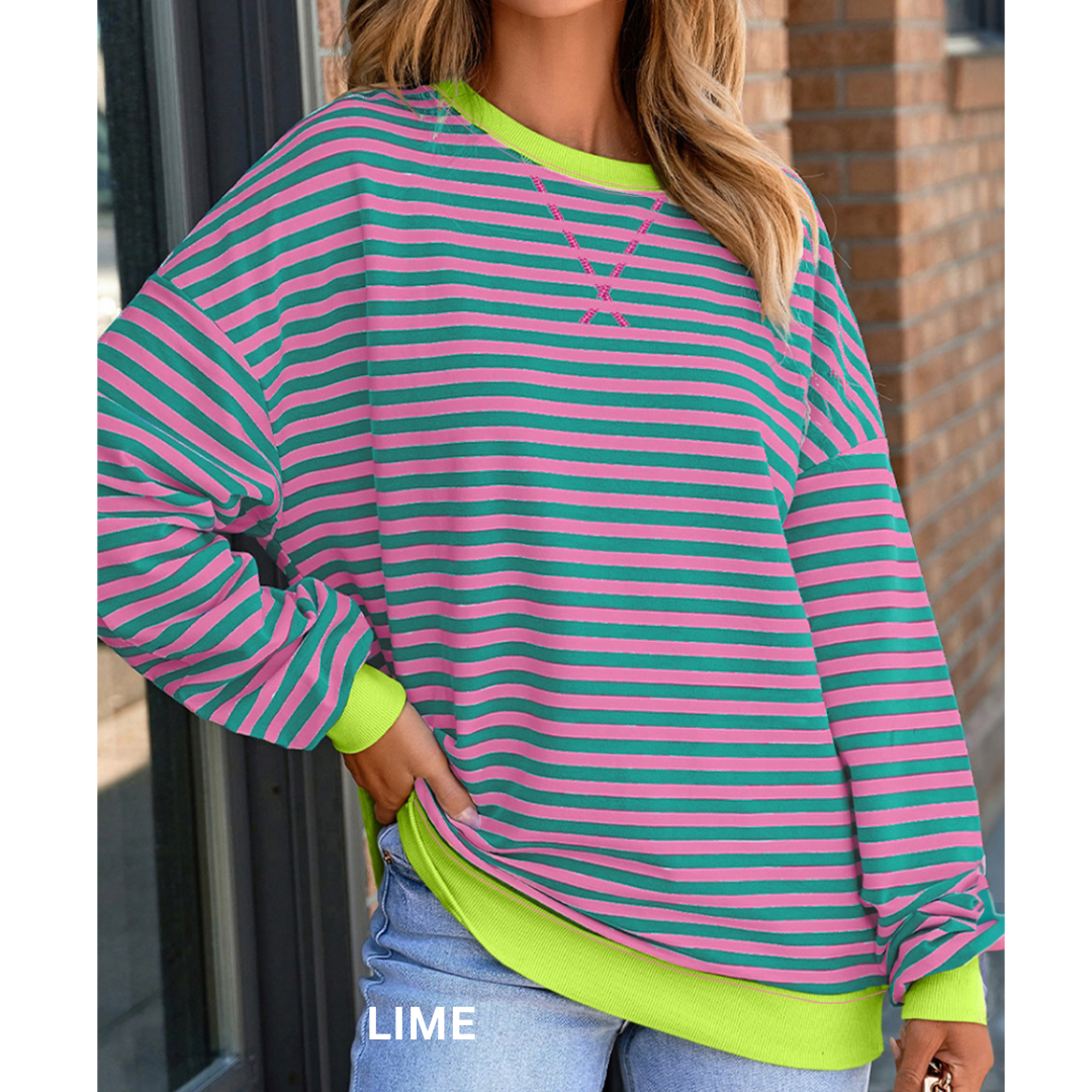 Take Your Turn, Long Sleeve Stripe Tunic Top
