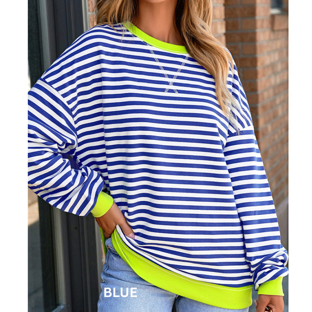 Take Your Turn, Long Sleeve Stripe Tunic Top