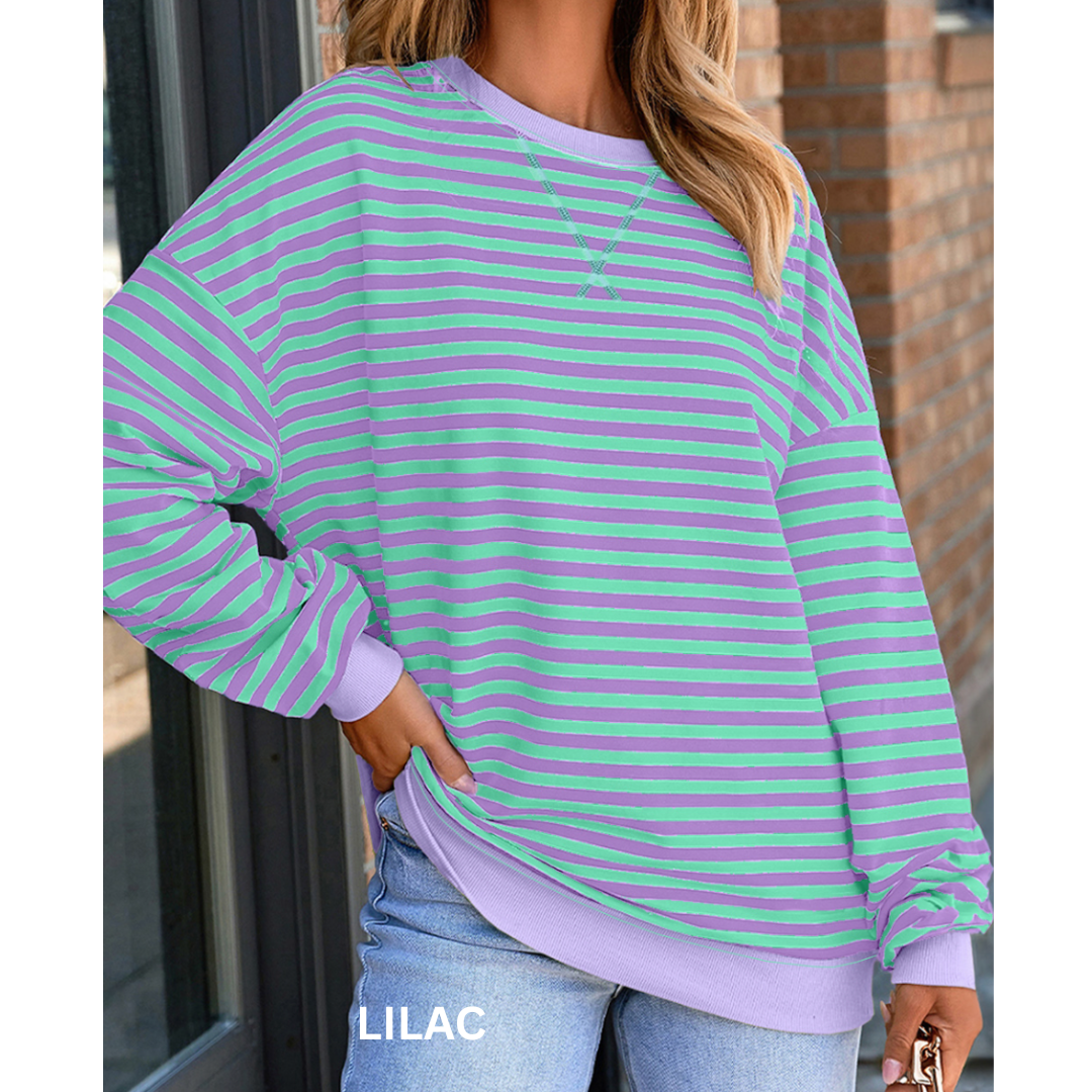 Take Your Turn, Long Sleeve Stripe Tunic Top