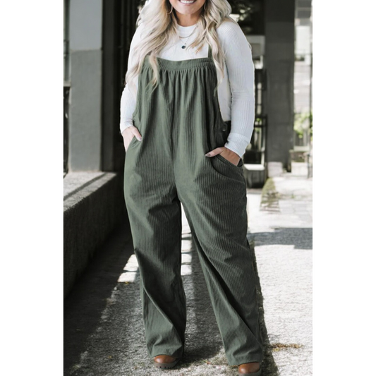 Beyond Comfy, Adjustable Straps Corduroy Overalls (1X-4X)