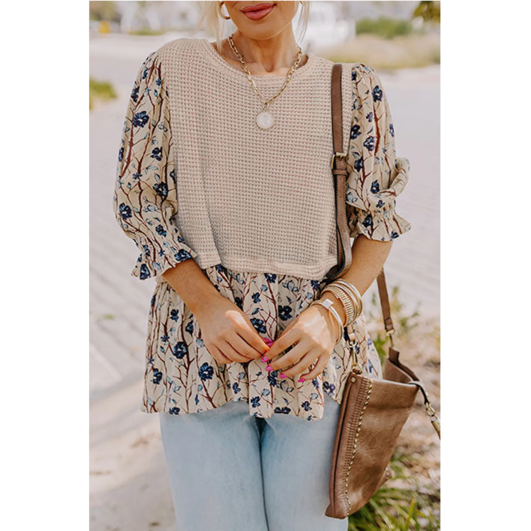 What Your Day Looks Like,  Floral Colorblock Tunic (1X-4X)