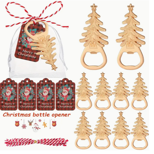 Christmas Tree Bottle Opener Wrapped with Tags and Ready to Gift