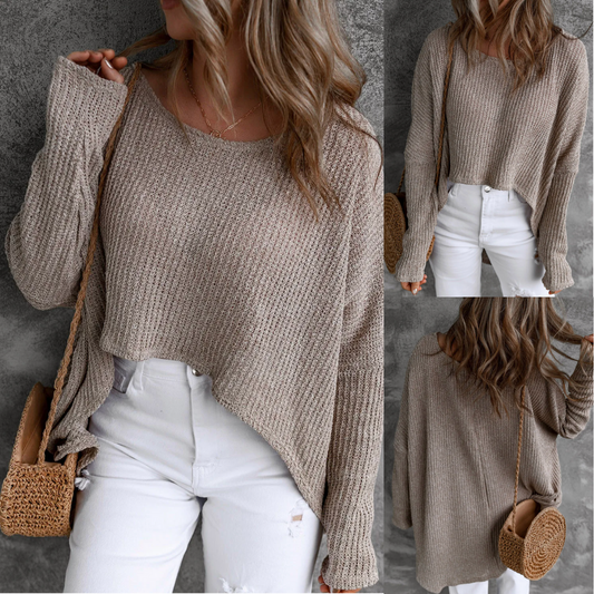 Loving Every Minute, Long Sleeve Hi-Low Oversize Dolman Sweater