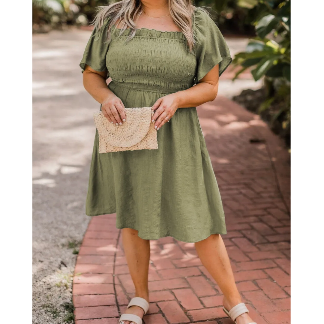 Couldn't Be Better, Short Sleeve Smock Bust Dress