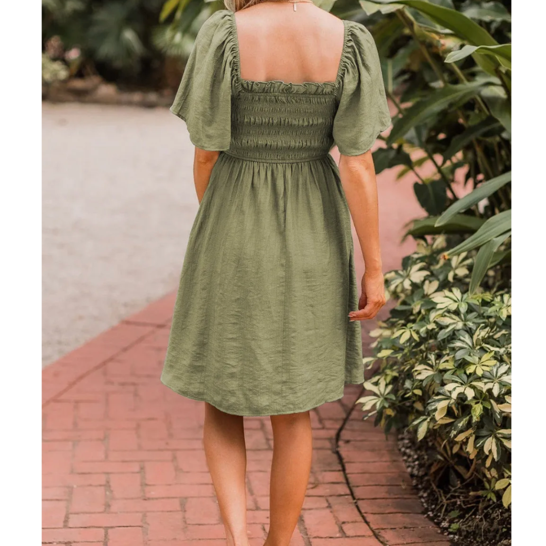 Couldn't Be Better, Short Sleeve Smock Bust Dress