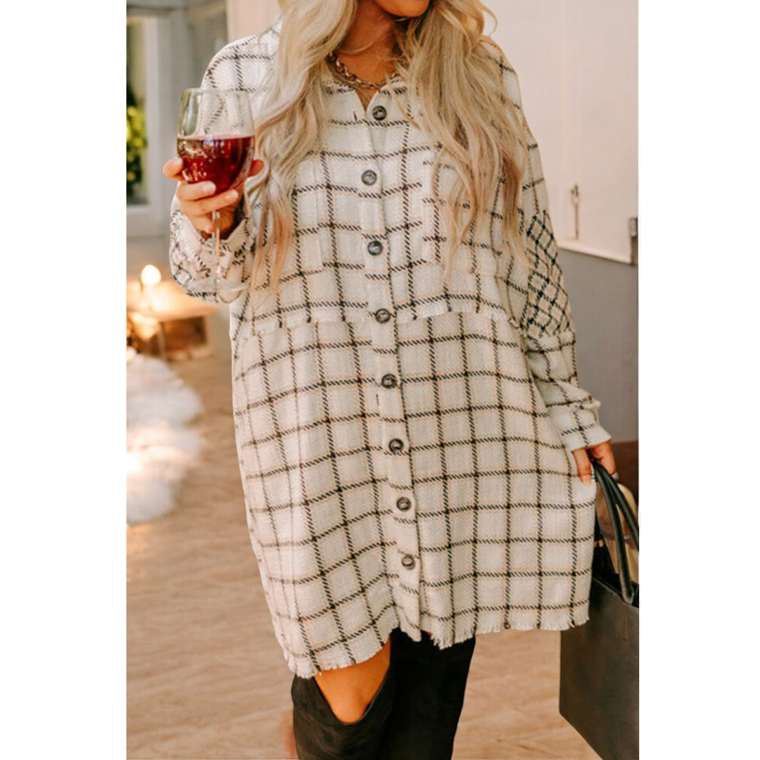 Fall Harvest Season, Long Sleeve Plaid Shirt/Dress (1X-4X)