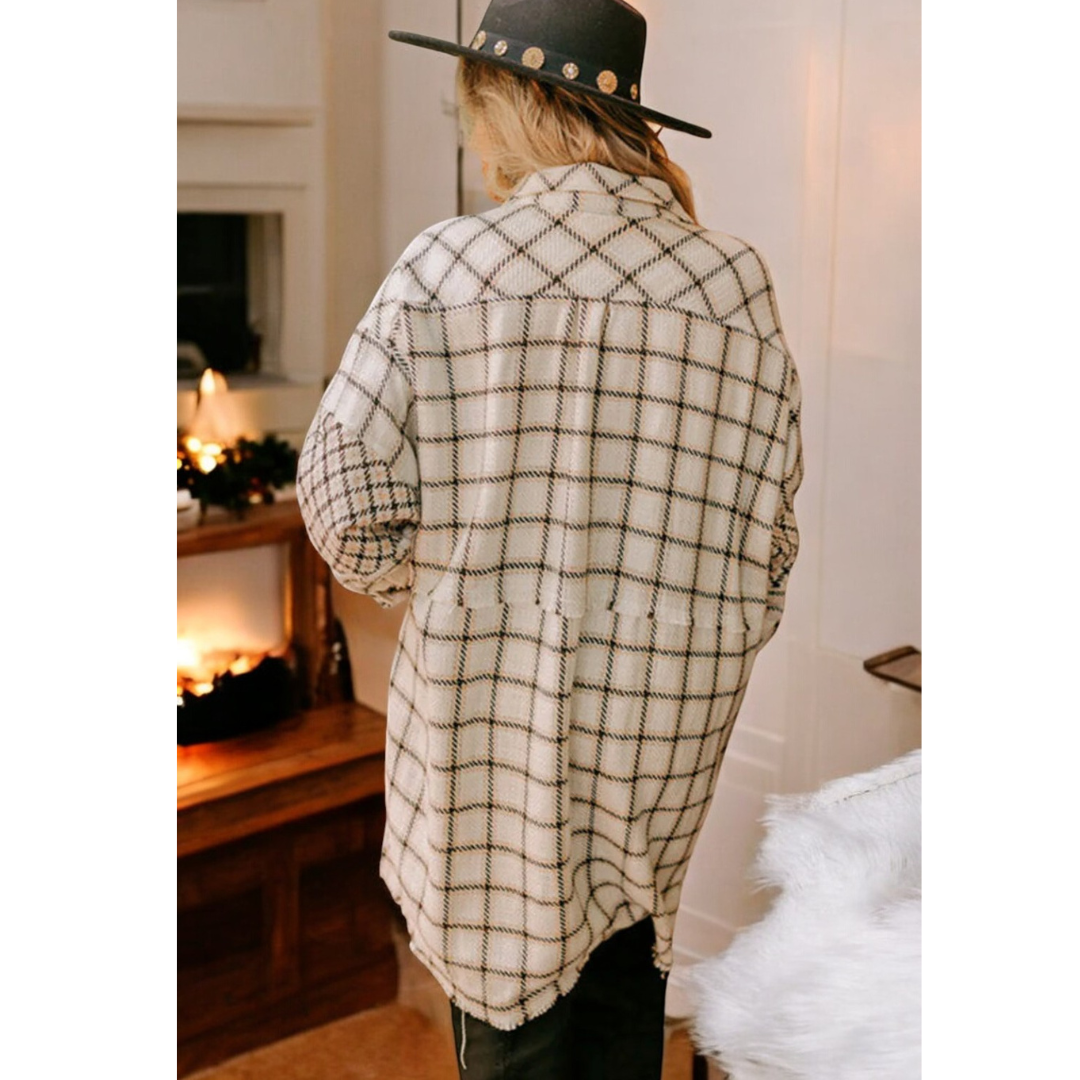 Fall Harvest Season, Long Sleeve Plaid Shirt/Dress (1X-4X)