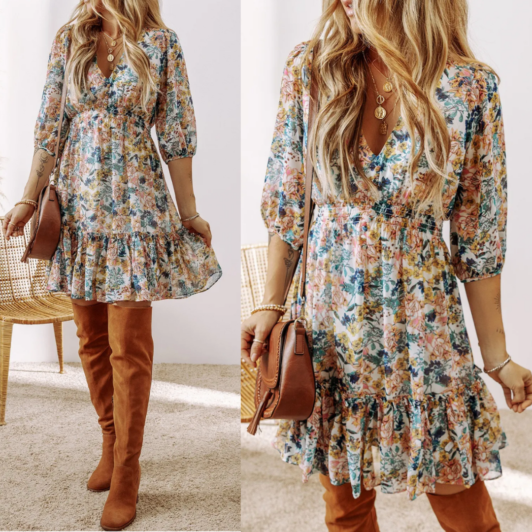 Be Your Best, Half Sleeve Floral Dress