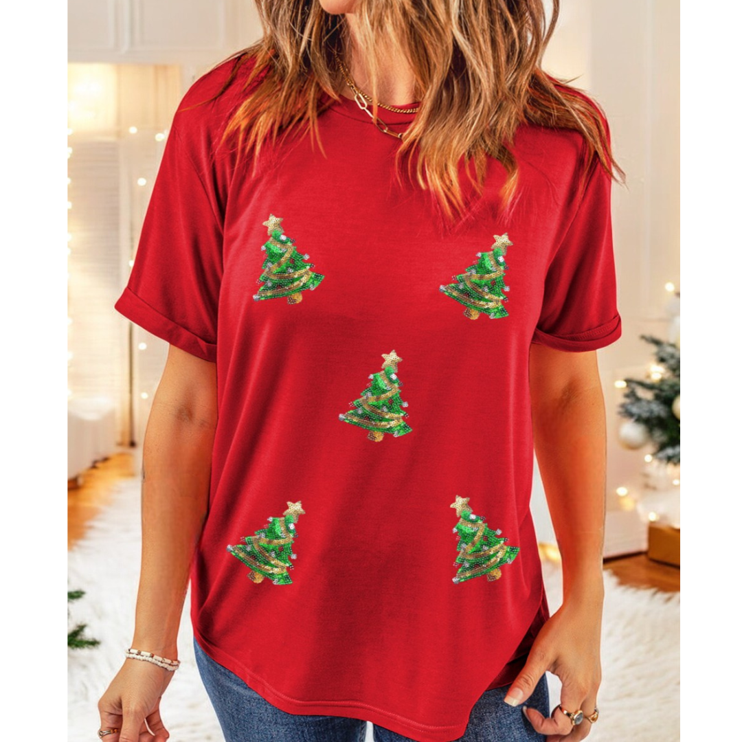 Oh Christmas Tree, Short Sleeve Sequin Tee