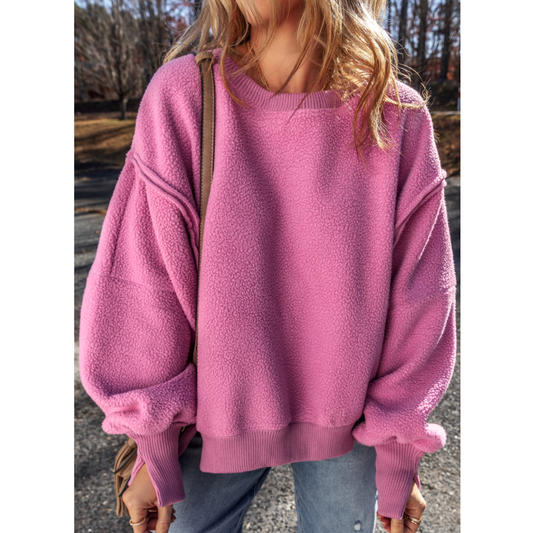 Sharing The Love, Oversize Long Sleeve Sherpa Pullover