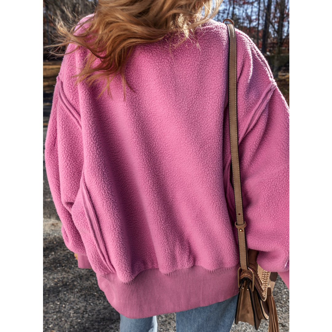 Sharing The Love, Oversize Long Sleeve Sherpa Pullover