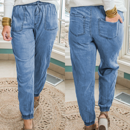 On The Move, Denim Joggers with Pockets (1X-4X)