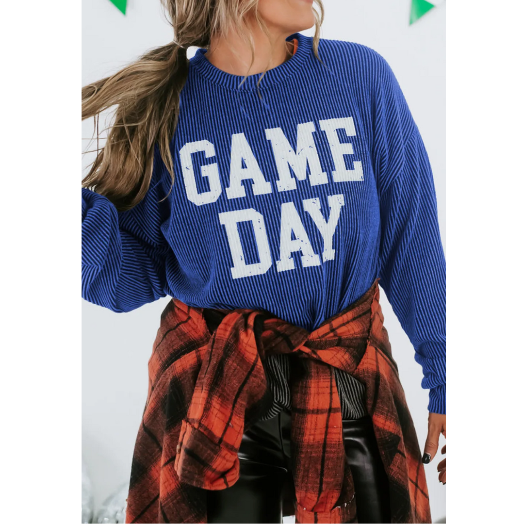 Game Day Sunday, Long Sleeve Corded Pullover