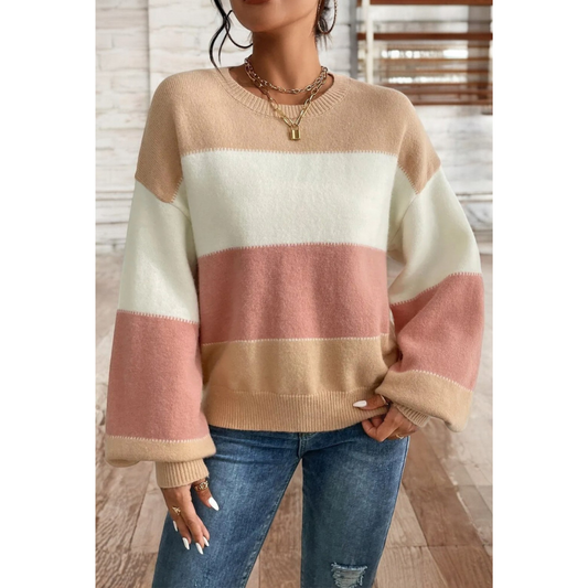 On A High Note, Long Sleeve Colorblock Sweater