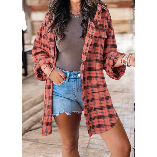 Answer The Phone, Long Sleeve Plaid Fall Shirt