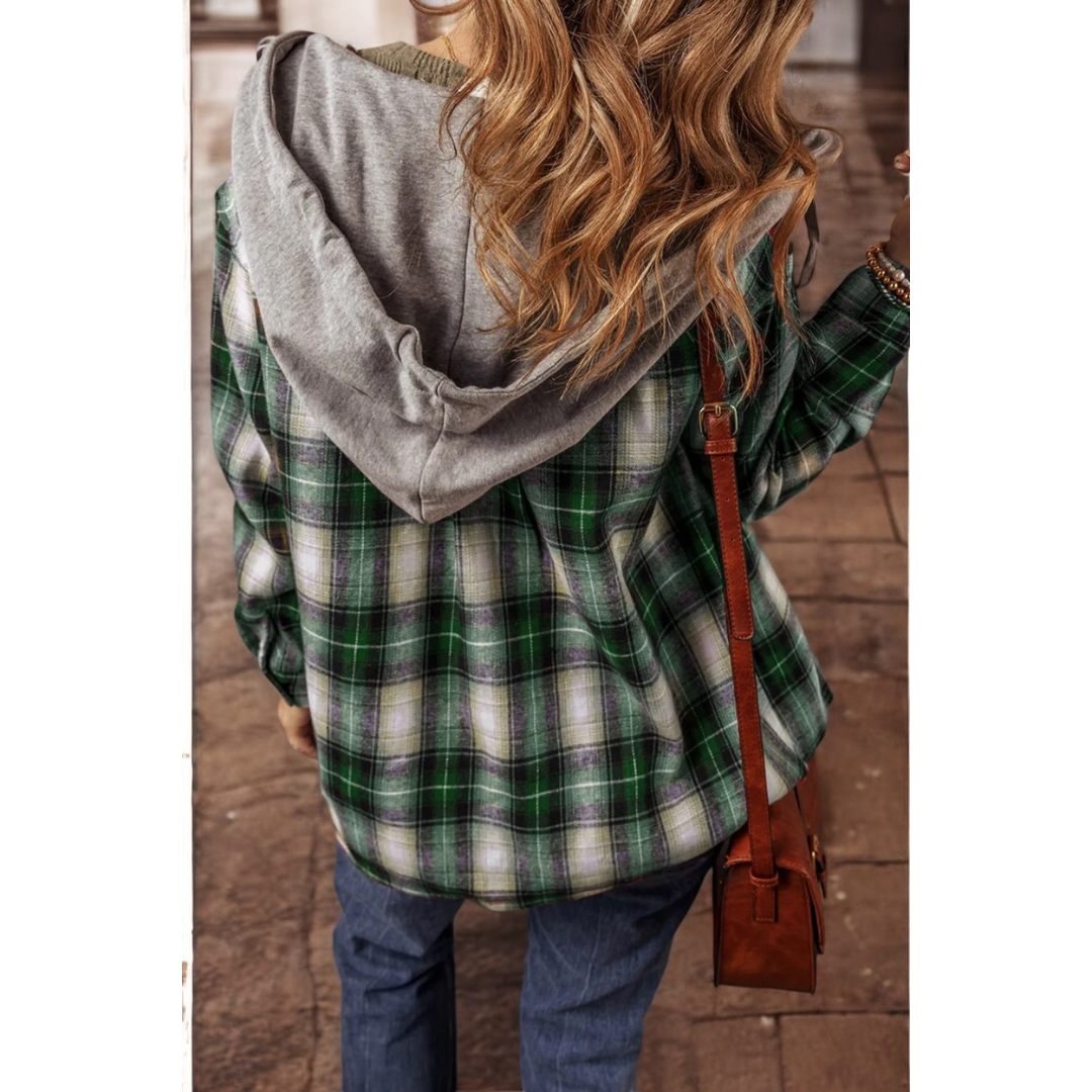 In Full Support, Plaid Hooded Shacket