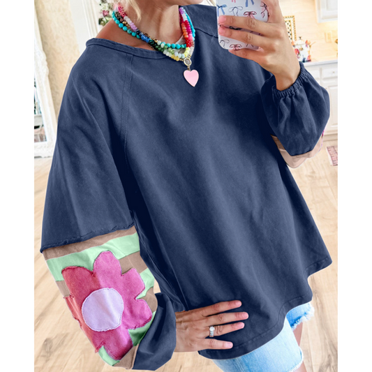 It's A Win, Win!!  Long Floral Sleeve Pullover